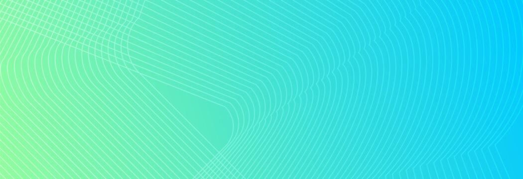 Abstract tech background featuring thin distorted contour grid lines over a vibrant mint green and cyan blue gradient backdrop.
