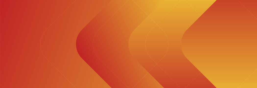 Abstract orange and yellow gradient background featuring overlapping geometric curved arrow shapes with subtle diagonal lines vector illustration.