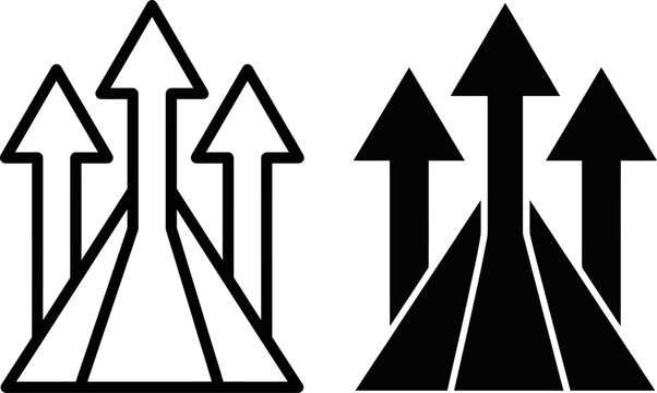 Two sets of black and white arrows pointing upwards in different styles side by side