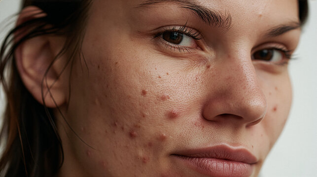 Macro Close Up of Acne Prone Skin Before Dermatology Treatment