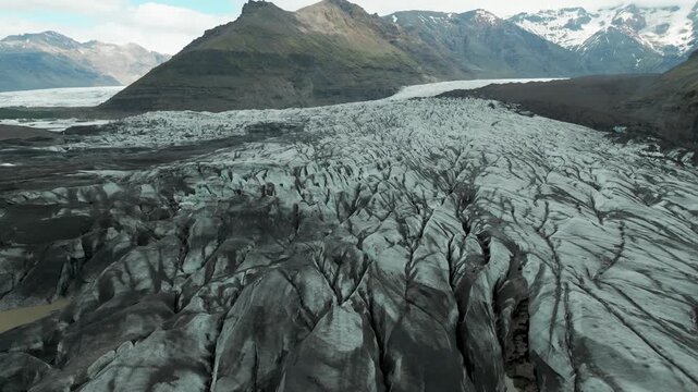 Aerial View Of Svinafellsjokull Glacier In South Iceland.