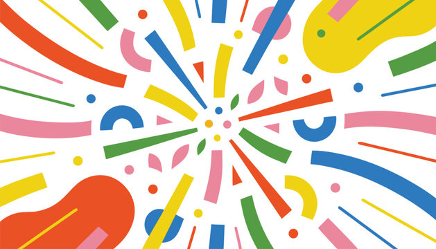 Colorful abstract celebration pattern with confetti and streamers