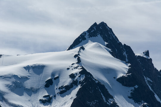 Glacier and Rocky Slopes in the High Alps