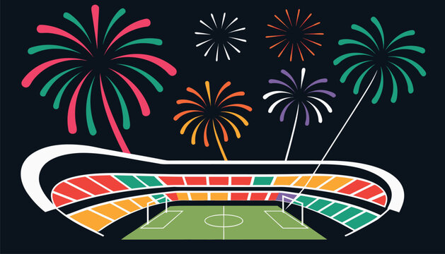 Stadium with fireworks display for celebration or event