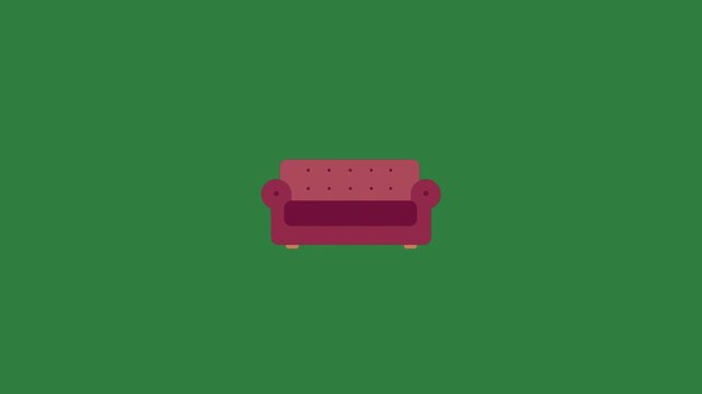 A green screen with white background and red couch on it sitting top of box animated chromakey background colorful creative frame elements figure cartoonish style composition gesture
