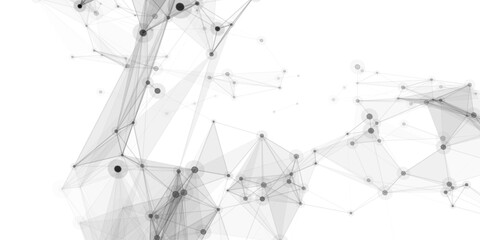 Abstract geometric background with connecting dots and lines with low poly triangle shapes. Polygonal Mesh Background Vector design digital technology concept Global network connection data structure. © Kainat 