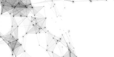 Abstract geometric background with connecting dots and lines with low poly triangle shapes. Polygonal Mesh Background Vector design digital technology concept Global network connection data structure. © Kainat 