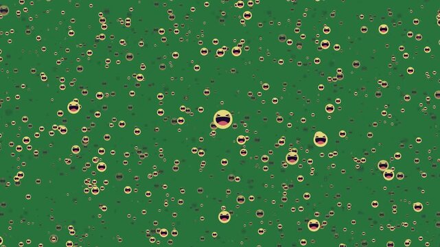 A green background with white border and screen small dots water drops on skulls it lots of droplets green screen animated chromakey background cartoonish colorful frame expression
