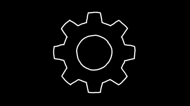 Gear wheel mechanic engineering concept 4K Hand Drawn Animation with alpha transparent background