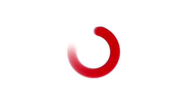 Glowing Animation of a loading spinning load wheel. waiting for download. red circle white background.