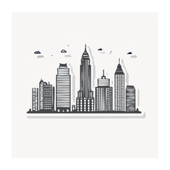 Fototapeta premium Minimalist black and white city skyline illustration