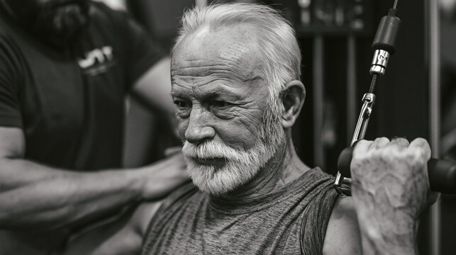 Senior Athlete Weightlifting: Middle-Aged Fitness and Strength Training in Black and White