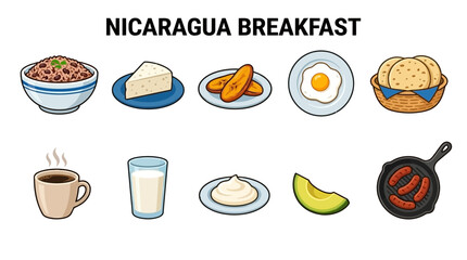 Nicaragua breakfast food illustration © zyaa