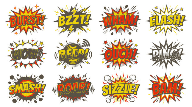Vibrant Comic Sound Effects Pack for Graphic Design