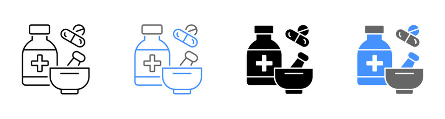 Fototapeta premium Healthcare Pharmacist Apothecary Drug Mixing Icon Pack Vector Illustration