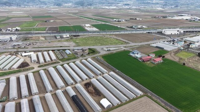 HOKKAIDO.  JAPAN .Modern town area with transport lines April 27 2026