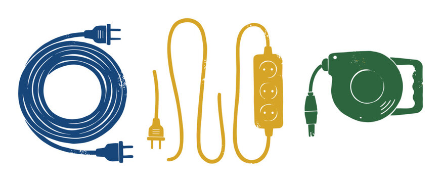 Electric cables with plugs and extension cord