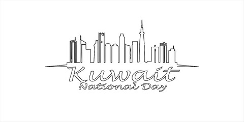 Fototapeta premium Kuwait national day skyline outline