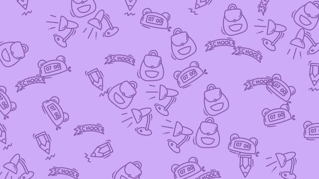 Purple background patterns with schoolrelated elements perfect for educational websites, stationery stores, or backtoschool promotions on social media.