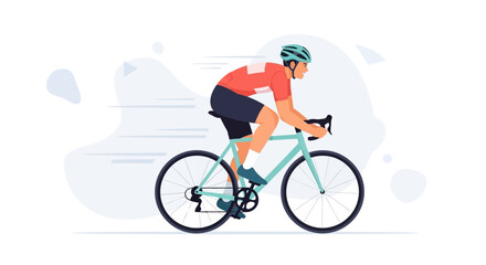 Obraz premium Cyclist in motion, vector illustration. Dynamic sports scene with rider on a bicycle, conveying speed and athleticism.