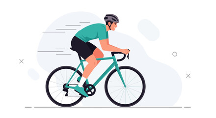 Fototapeta premium Cyclist in motion, flat design illustration