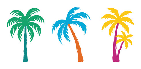 Obraz premium Palm trees colorful tropical island vacation scenery