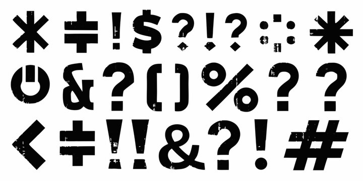 Collection Of Punctuation Marks And Symbols Black Ink On White Background