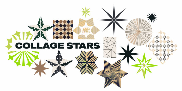 Collage Stars Pattern With Geometric Designs And Varied Colors