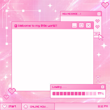 Pink Y2K Computer Window UI Frame Background