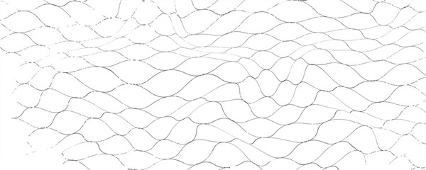 PrintFishing or soccer net. Repeated hexagon pattern. Black wired mesh texture isolated on white background. Metallic or fabric fence, cage or lattice structure. Vector graphic Illustration. © Ariel