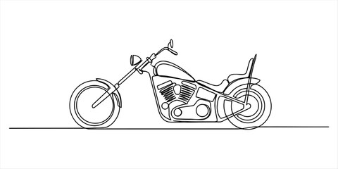 Continuous line drawing of a classic chopper motorcycle Vector, illustration © Ratna Art_Gallery