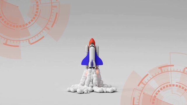 3d render of a rocket launching