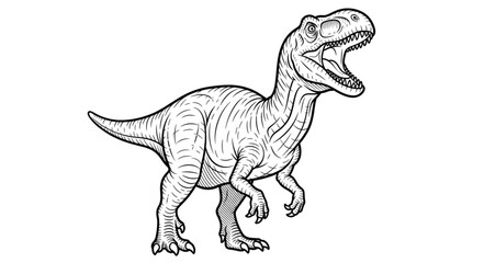 Tyrannosaurus Rex Dinosaur Illustration Line Art. © Lek