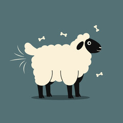Obraz premium A cartoon sheep jumping with green background 