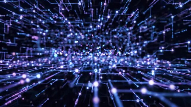 Abstract digital network background showing data flow and connections, ideal for technology, AI, and cybersecurity visuals