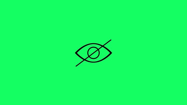 Animated eye icon for sensitive content warning on green background. Hide eye symbol, sensitive content icon. Visibility eye symbol for user interface privacy and sensitive content with alpha channel