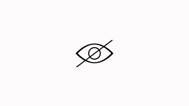 Animated eye icon for sensitive content warning on white background. Hide eye symbol, sensitive content icon. Visibility eye symbol for user interface privacy and sensitive content with alpha channel