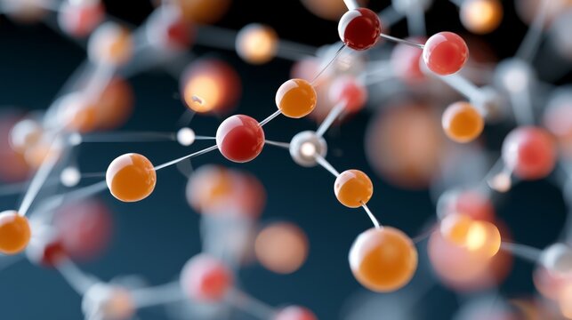 3D model showing atoms and molecules in a visual representation of chemical structures and bonds