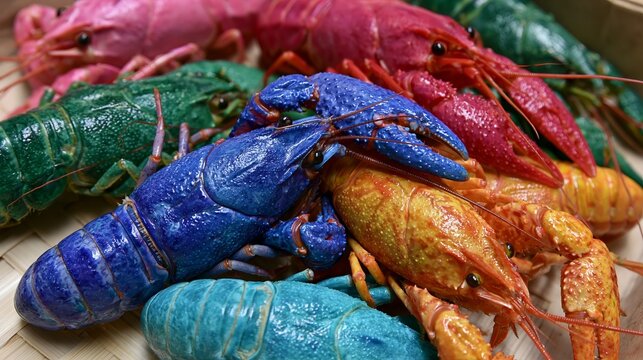 Brightly colored crayfish are available for purchase in New Zealand.