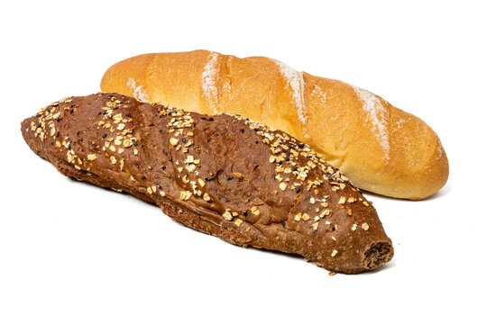 The Beguette bread isolate on white for mockup, high resolution image, stacking focus techniq.