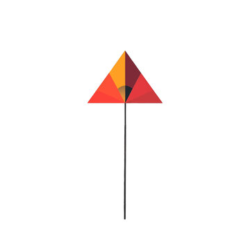 Geometric kite shape with a long tail against a white background