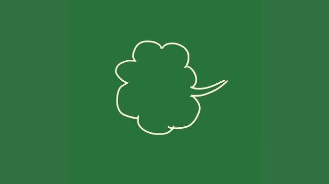 A white clover on green background and with outline of leaf the four green screen animated chromakey background design scene illustration frame cartoonish layers motion expression colorful