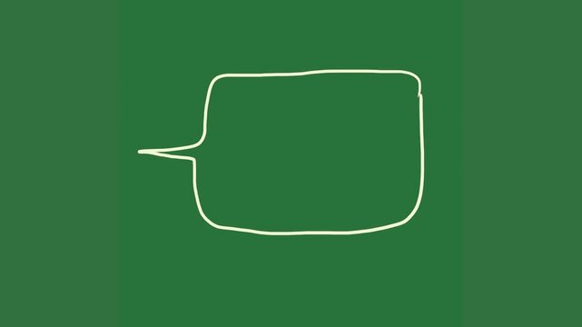 A white square on green background and with speech bubble outline it shape green screen animated chromakey background composition motion elements creative cartoonish style frame figure