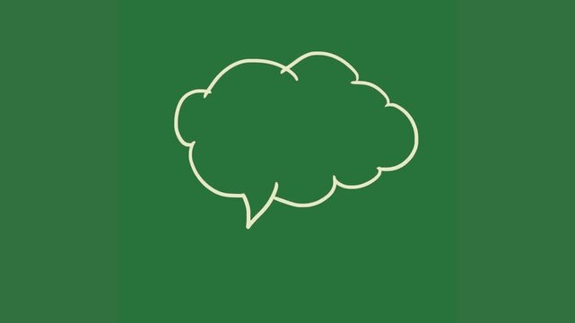 A green background with white speech bubble and on outline of cloud green screen animated chromakey background style scene frame depth movement backgrounds composition emotion expression