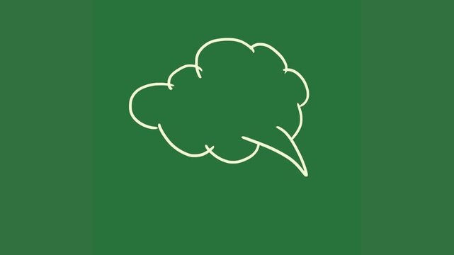 A green background with white cloud on it and green screen animated chromakey background figure scene depth elements design frame illustration motion emotion expression composition
