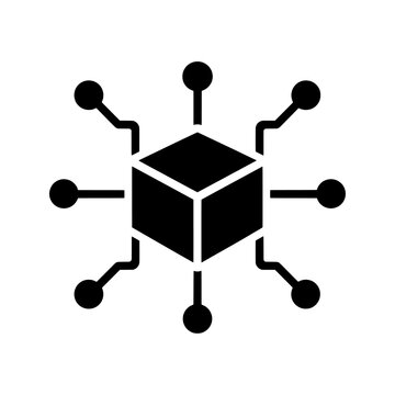 Artificial intelligence connected cube silhouette icon