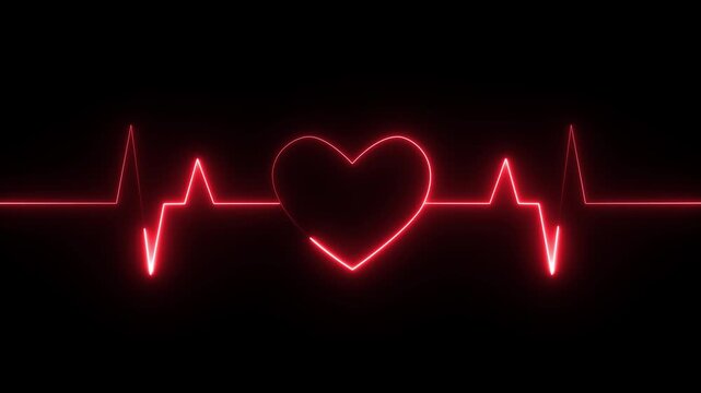 A Neon Red Heartbeat Line stock image or wallpaper, commonly used for love or medical themes.