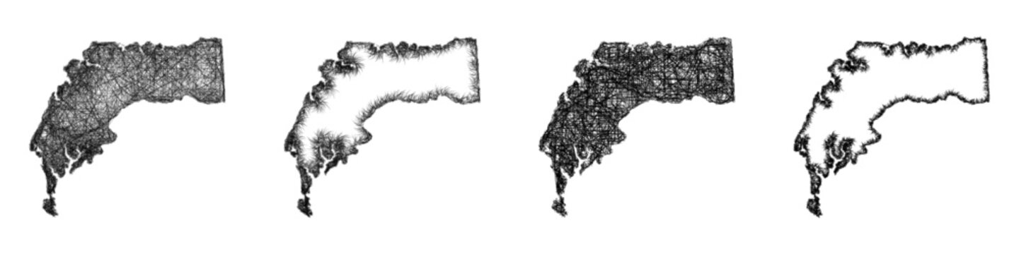 Black and white sketch Kent County (Maryland) outline map design set