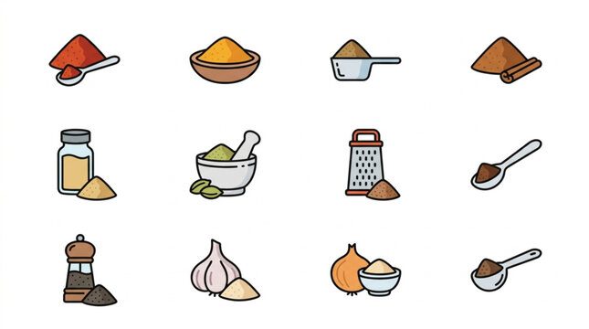 Collection of Spice and Seasoning Icons.
