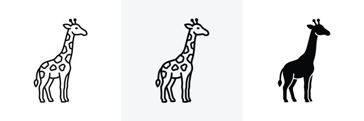 Obraz premium Minimalist Vector Illustration of Three Giraffes Line Art Silhouette